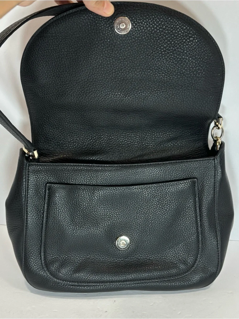 Kate Spade Leila Medium Triple Compartment Black Pebbled Leather Shoulder Bag